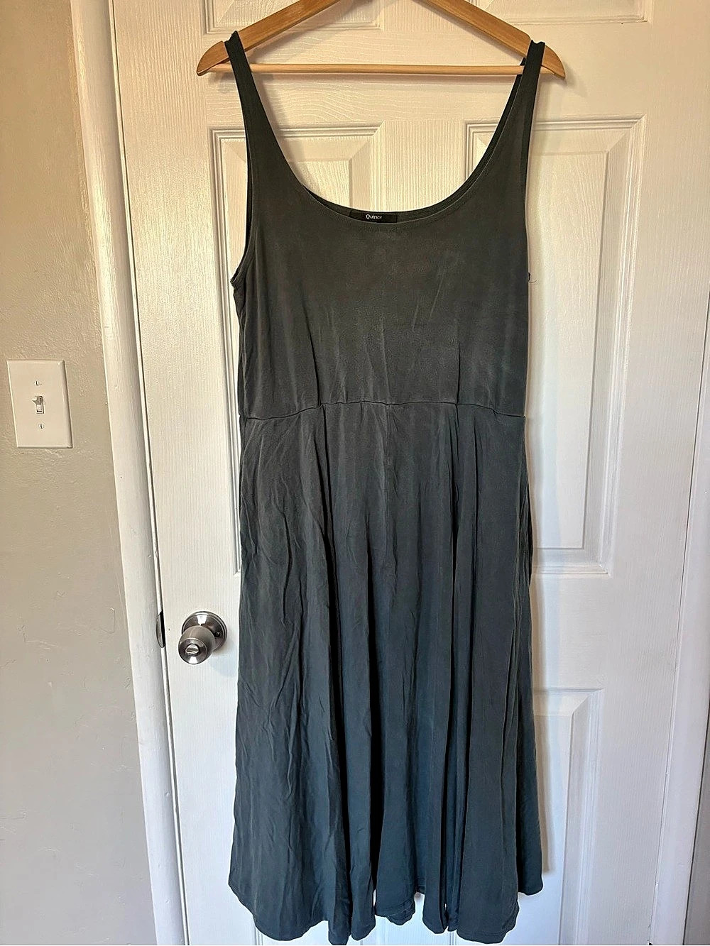 Quince Tencel Jersey Fit & Flare Dress Fit & Flare Midi Dress in Green Size XL